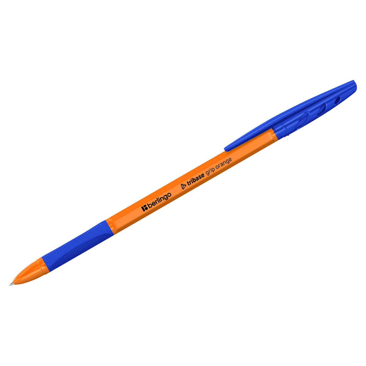 Ручка шариковая Berlingo Tribase grip orange синяя, 0,7мм, грип (Вид 1)