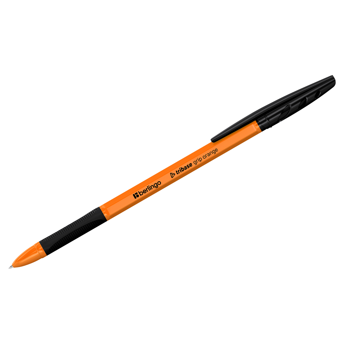 Ручка шариковая Berlingo Tribase grip orange черная, 0,7мм, грип
