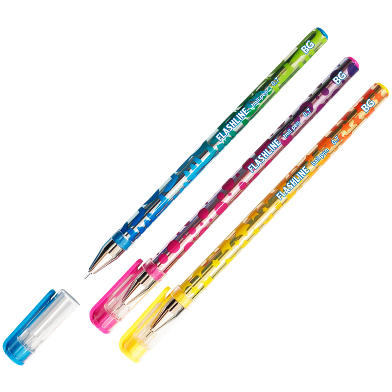 Ручка шариковая BG Flashline синяя, 0,7мм, пластиковая туба