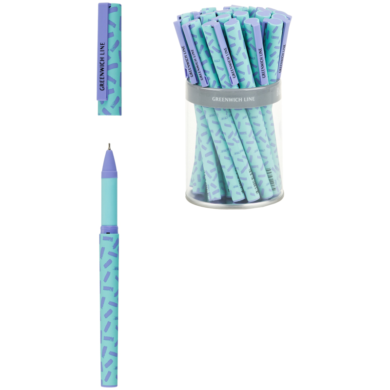 Ручка шариковая Greenwich Line Pattern lavender синяя, 0,7мм, игольчатый стержень, грип, софт-тач (Вид 1)