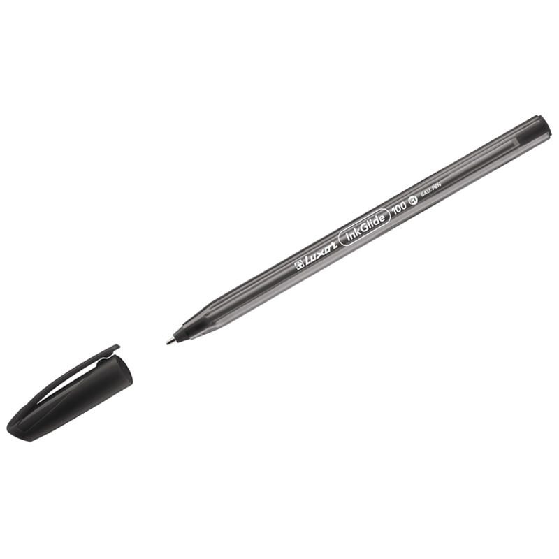Ручка шариковая Luxor InkGlide 100 Icy черная, 0,7мм, трехгран. (Вид 1)