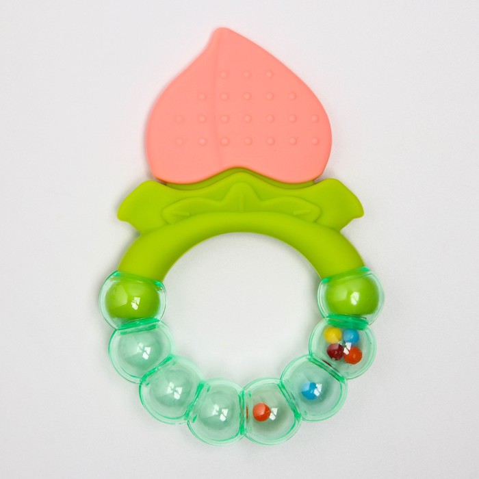 Прорезыватель силиконовый для зубов «Персик», с погремушкой, Крошка Я 4301007