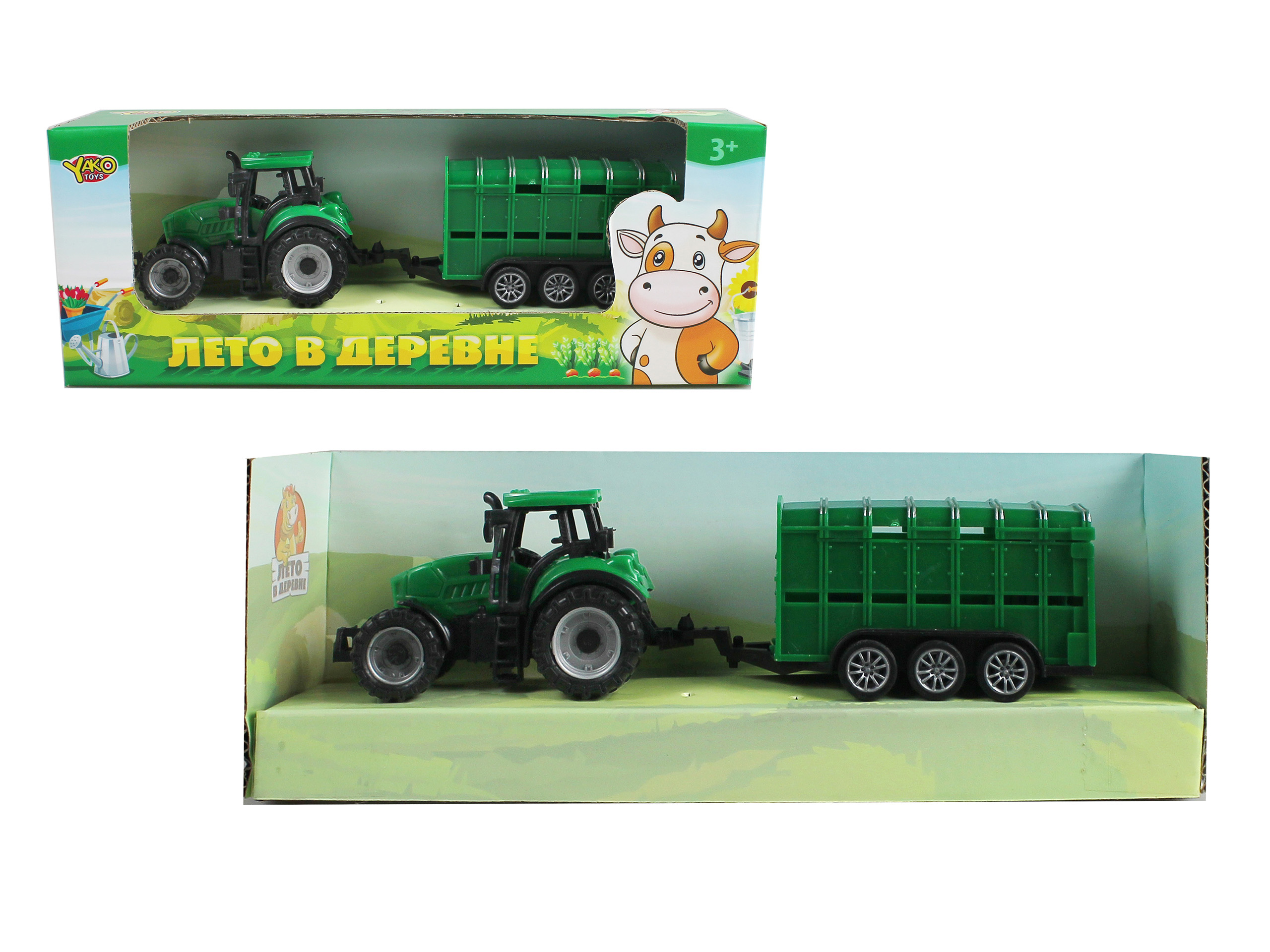 Трактор с прицепом для перевозки животных -1 Лето в деревне(19см) (арт. M1224-4)