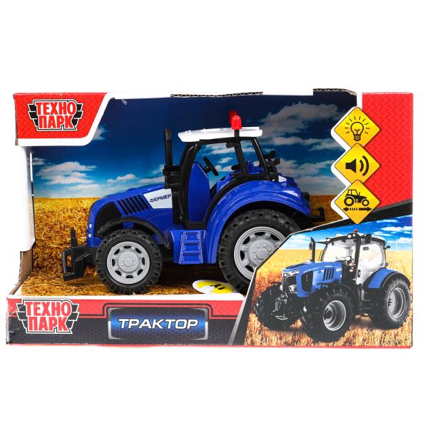 Модель пластик свет-звук ТРАКТОР 15 см, подвижные детали,инерция. кор. Технопарк 1901A101-R-BLUE (96 (Вид 1)