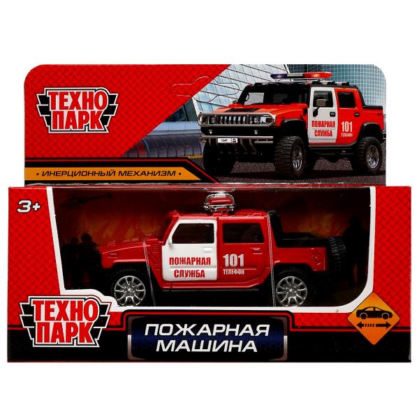 Машина металл ВНЕДОРОЖНИК ПОЖАРНАЯ МАШИНА, 11 см, инерц., кор. Технопарк 1911C139-R