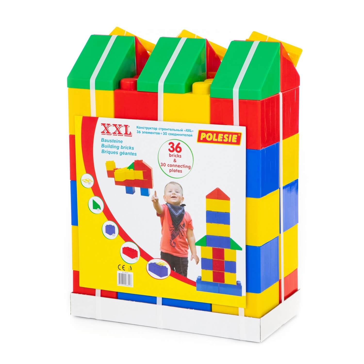 арт 68026, Конструктор строительный XXL, 36 элементов + соединитель (30 элементов)