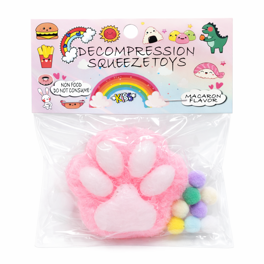 Лапки антистресс мохнатая цвет розовый