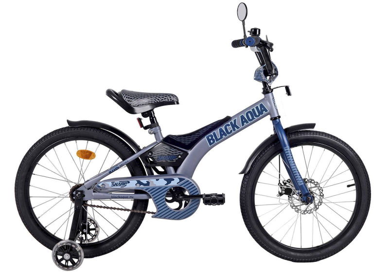 Велосипед Black Aqua Wave NEW 16 (со светящимися колесами, голубой-белый) (Вид 1)