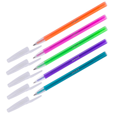 Ручка шариковая Luxor Stick Neon синяя, 1,0мм, корпус ассорти 31500/12BX