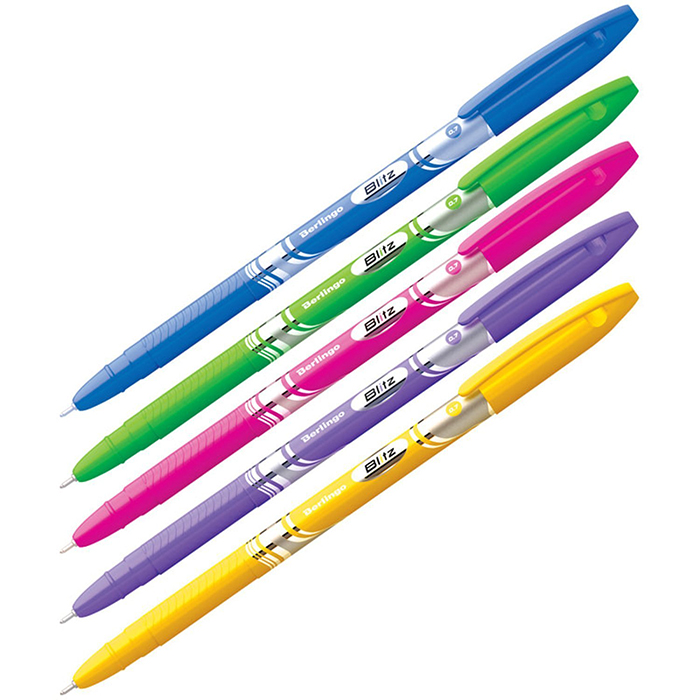 Ручка шариковая Berlingo Blitz синяя, 0,7мм, корпус ассорти (Вид 1)