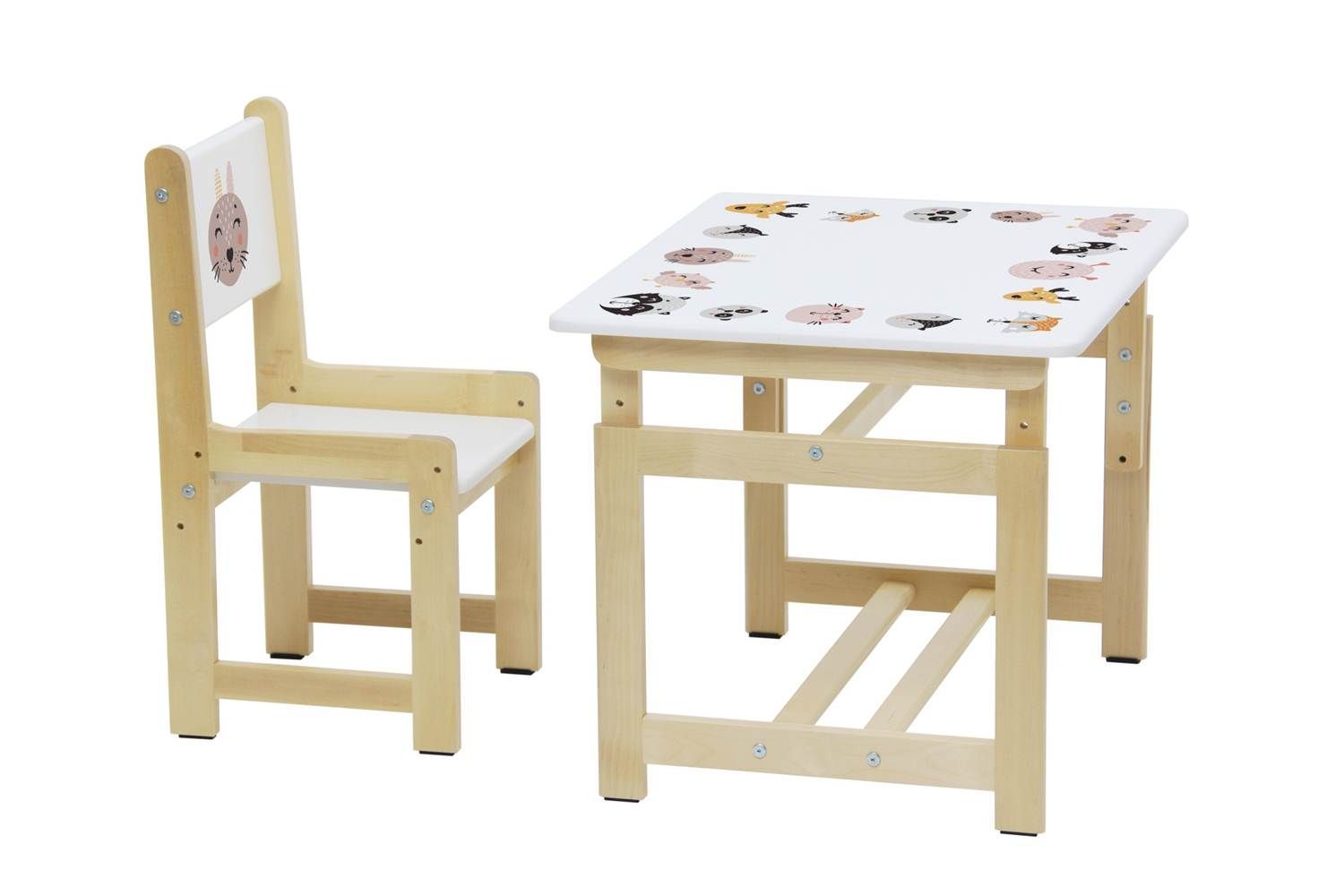 Комплект растущей детской мебели Polini kids Eco 400 SM, Лесная сказка, 68х55 см, белый-натуральный (Вид 3)