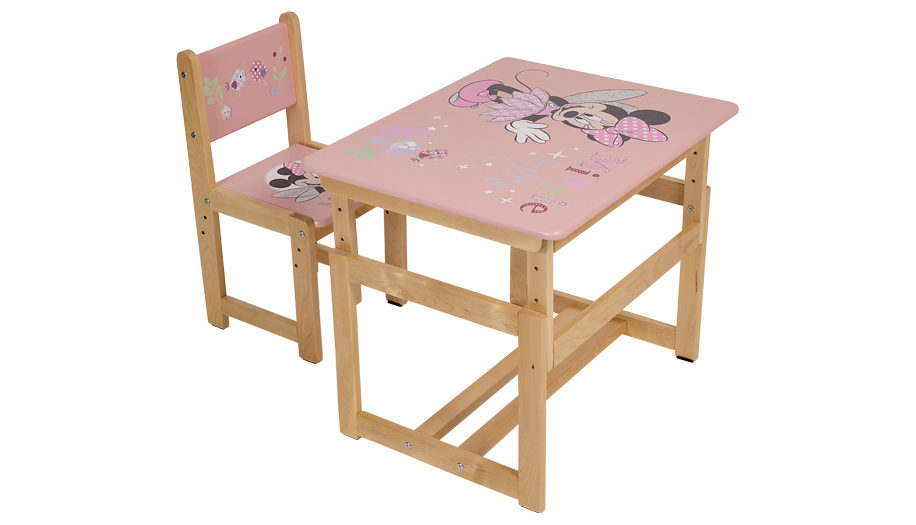 Комплект растущей детской мебели Polini Kids Disney baby 400 SM, Минни Маус, 68х55, розовый-натураль (Вид 1)