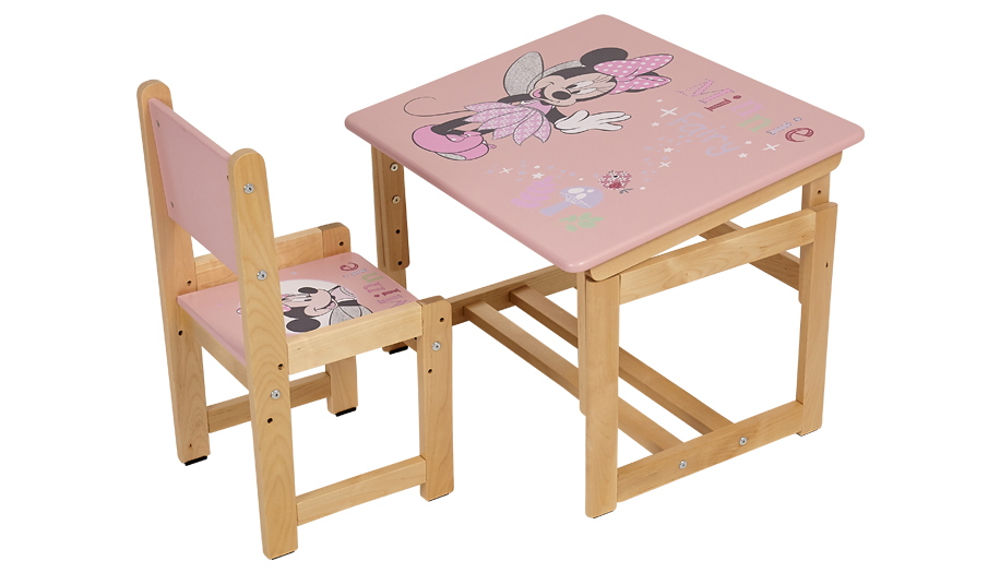 Комплект растущей детской мебели Polini Kids Disney baby 400 SM, Минни Маус, 68х55, розовый-натураль (Вид 3)