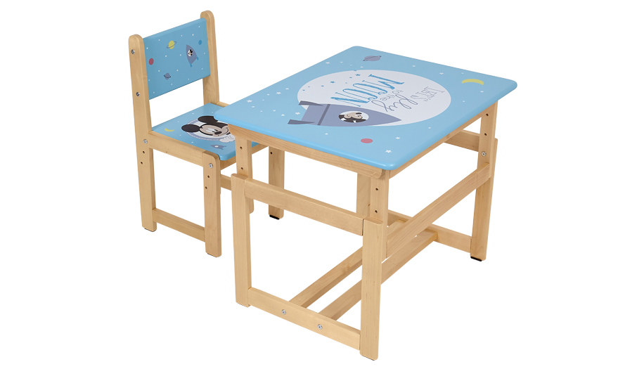Комплект растущей детской мебели Polini Kids Disney baby 400 SM, Микки Маус, 68х55, синий-натуральны