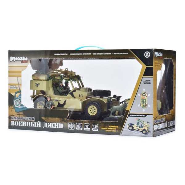 Р/У игрушка Военный джип MioshiArmy (30см с фигурками 4 солдата и 2 собаки,подсветка,звук) (107020 (Вид 2)