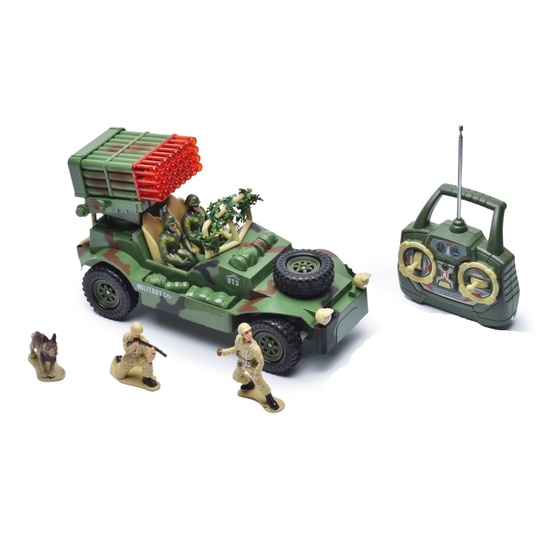 Р/У игрушка Военный джип с зенитной установкой MioshiArmy (30см, с фигурками 2 солдата и 1 собака, (Вид 1)