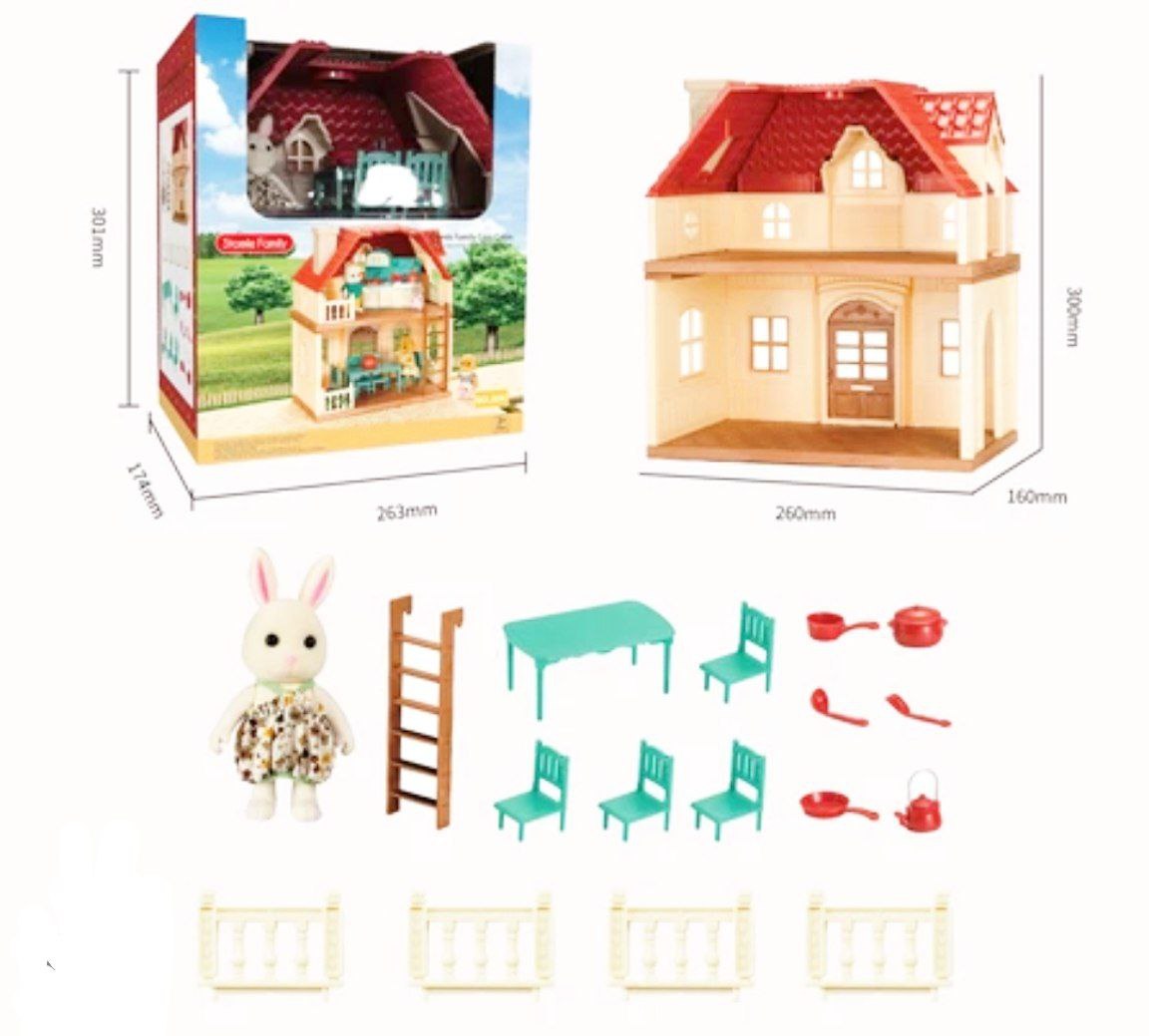 Кукольный домик с мебелью и зайчиком арт.A06