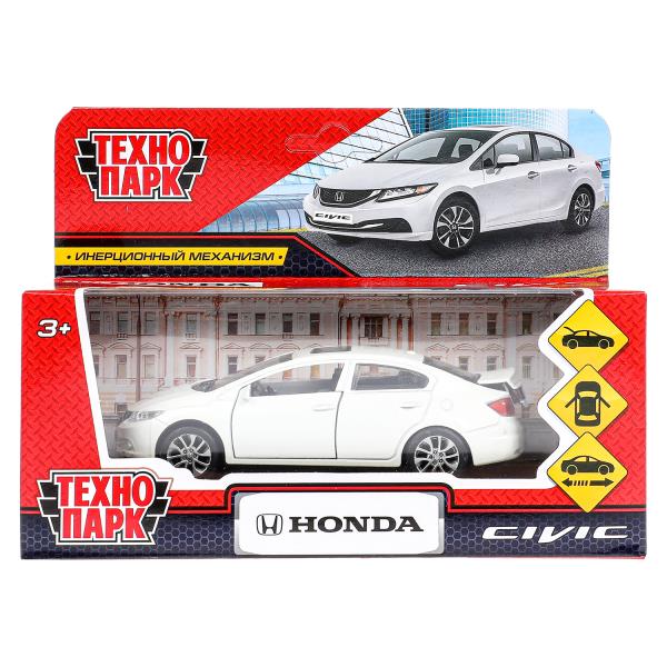 Машина металл HONDA CIVIC длина 12 см, двери, багаж, инерц, белый, кор. Технопарк CIVIC-WT (72)