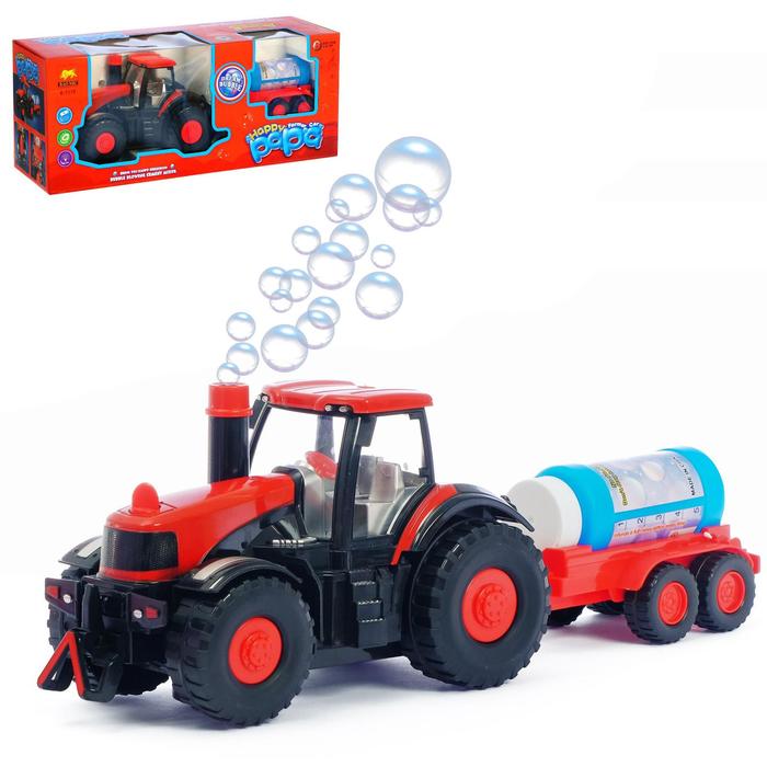 Трактор Фермер с мыльными пузырями, работает от батареек, свет и звук   3576237