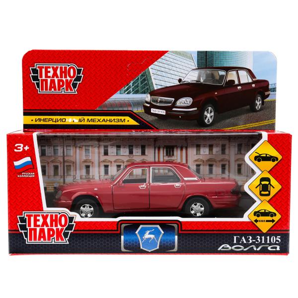 Машина металл ГАЗ -31105 волга 12 см, откр дв,багаж,инерц,красный,кор. Технопарк 3110-12-RD