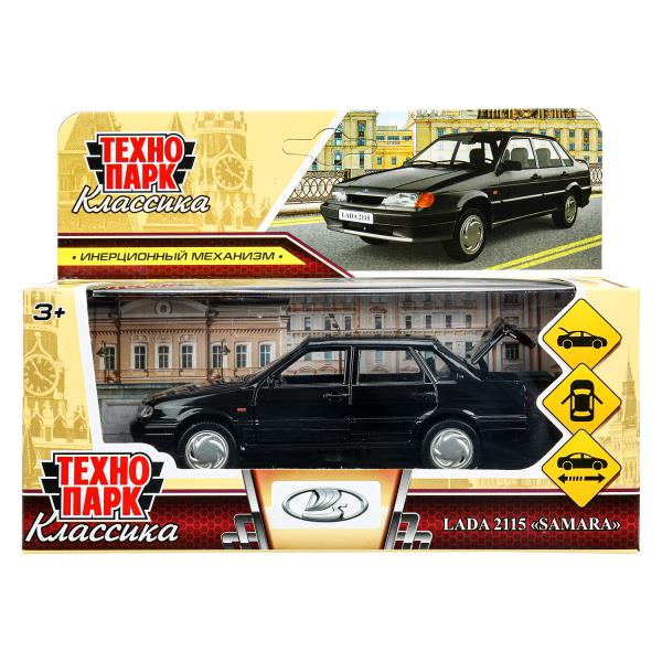 Машина металл ваз-2115 самара длина 12 см,двери,черный,кор. Технопарк 2115-12-BK-WOD