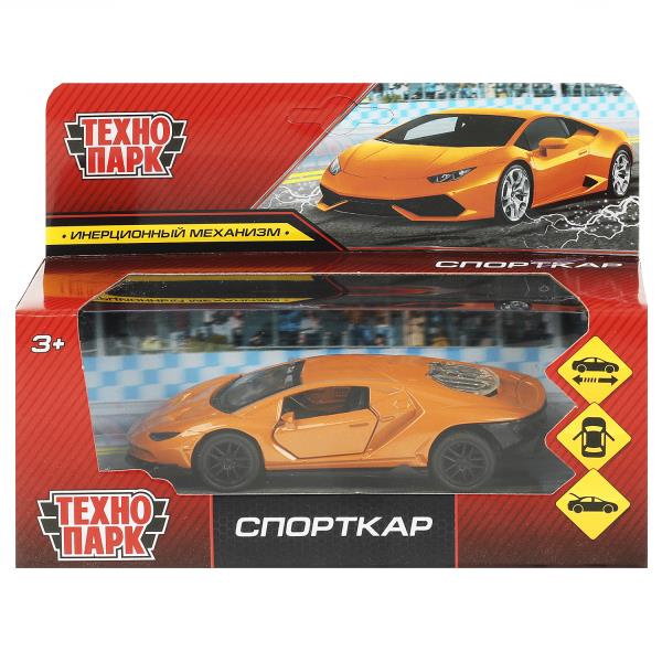 Машина металл СПОРТКАР, 12 см, двери, багаж., инерц, кор. Технопарк 2210C0153-R