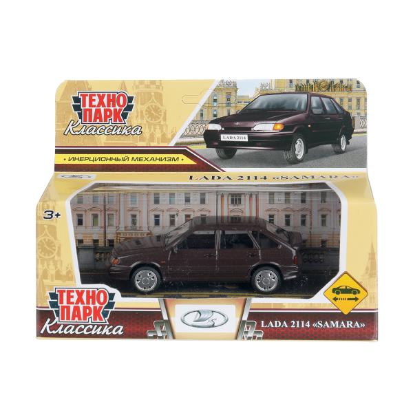 Машина металл LADA lada 2114  длина 10,5 см, инерц, бордовый перламутр, кор. Технопарк 2114-11-PRP