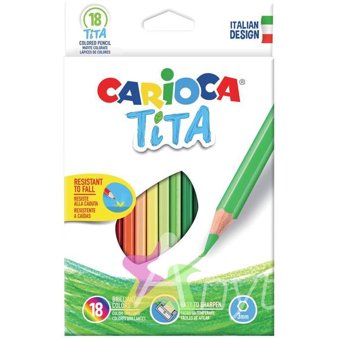Карандаши цветные пластиковые Carioca Tita, 18цв., заточен., картон, европодвес