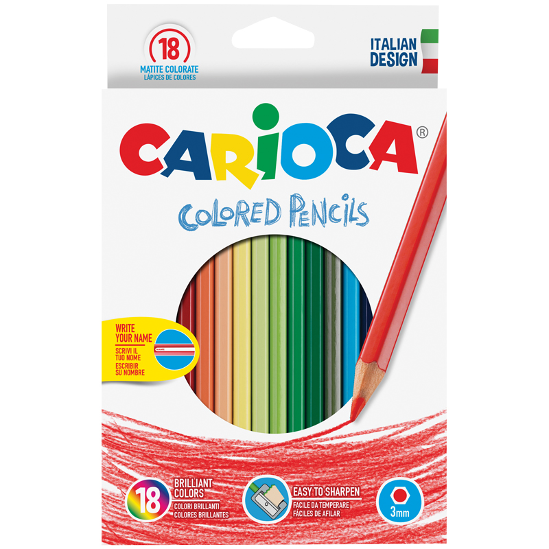 Карандаши цветные Carioca 18цв., заточен., картон, европодвес (Вид 1)