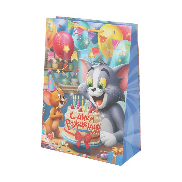 Пакет подарочный глянцевый ml,Кот и мышь,140 гр/м2 ЧУДО ПРАЗДНИК PML-130524-TJ