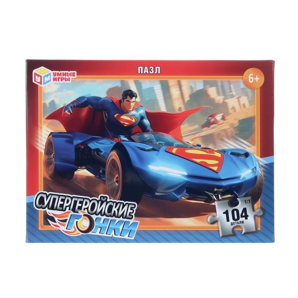 Супергеройские гонки. Пазлы в коробке 104 детали. 190х141х35 мм. Умные игры  4630395034128