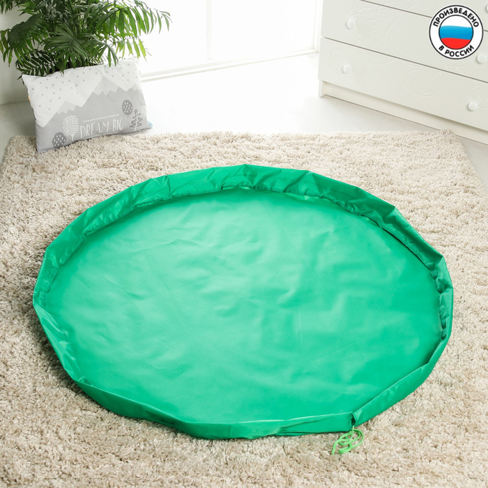 Развивающий коврик - сумка для игрушек «Котик», зеленый, d150 см, оксфорд 4718046 (Вид 1)