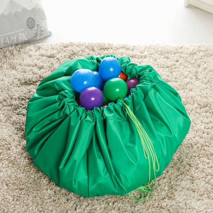 Развивающий коврик - сумка для игрушек «Котик», зеленый, d150 см, оксфорд 4718046 (Вид 3)