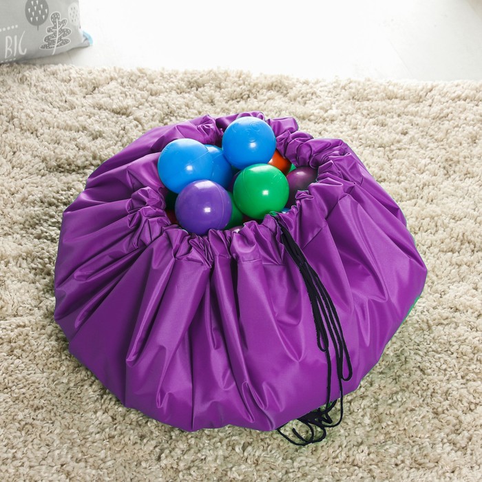 Развивающий коврик - сумка для игрушек «Котик», фиолетовый, d150 см, оксфорд   4718047 (Вид 3)