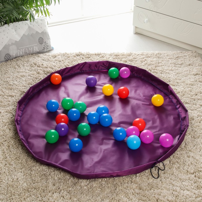 Развивающий коврик - сумка для игрушек «Котик», фиолетовый, d150 см, оксфорд   4718047 (Вид 5)