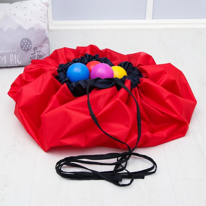 Развивающий коврик - сумка для игрушек, красный, борт синий, d120 5195484 (Вид 3)