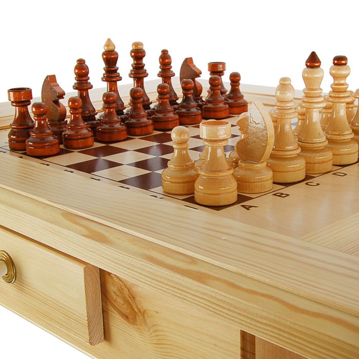 Шахматный стол с ящиком (80х69х76 см, игровое поле 36х36 см, король h=11.5 см) 1975438 (Вид 2)