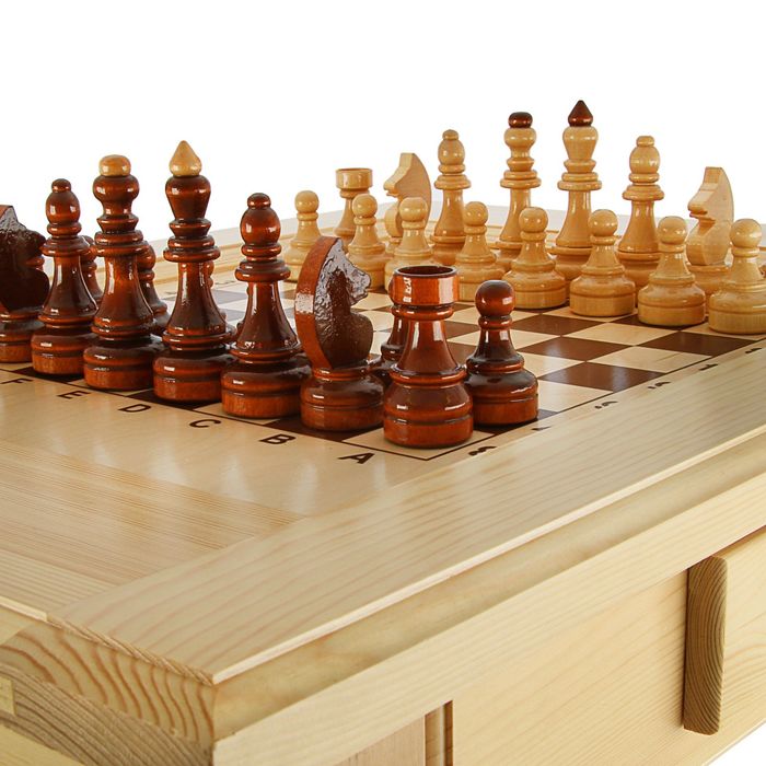 Шахматный стол с ящиком (80х69х76 см, игровое поле 36х36 см, король h=11.5 см) 1975438 (Вид 3)