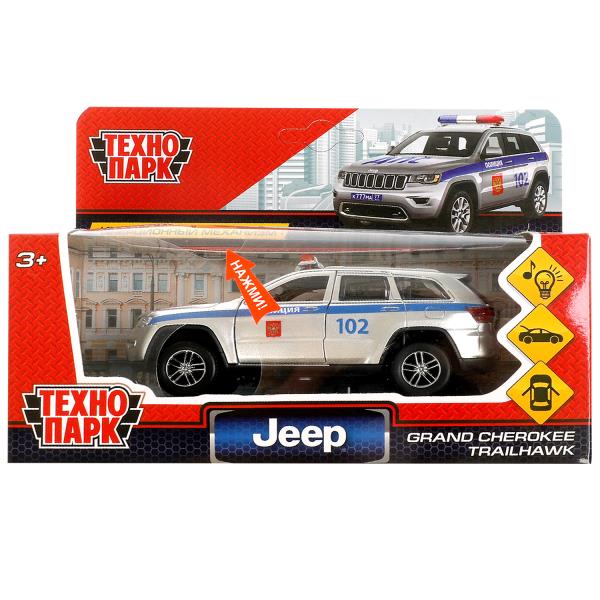 Машина металл свет-звук JEEP GRAND CHEROKEE ПОЛИЦИЯ 12 см, дв, баг, ин, кор. Технопарк CHEROKEE-12SL