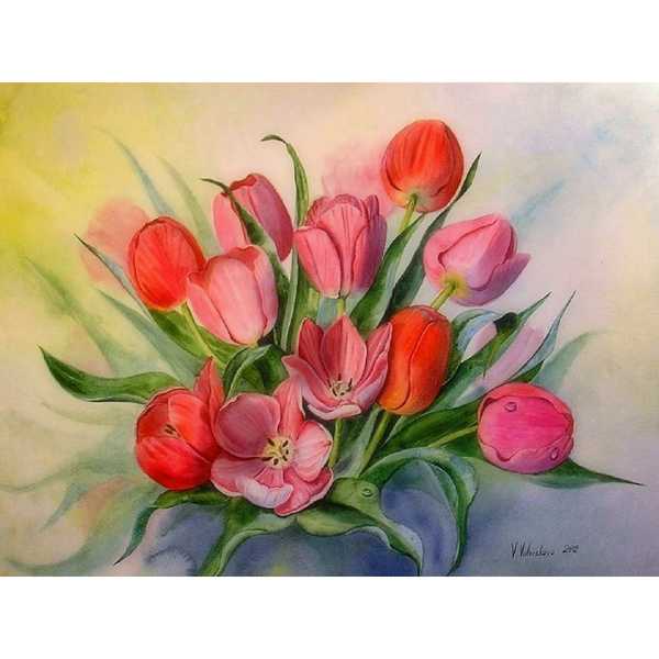 Картина по номерам Яркие тюльпаны, 20х30 см