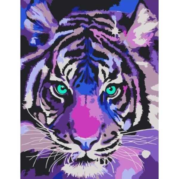Картина по номерам Цветной тигр, 20х30 см