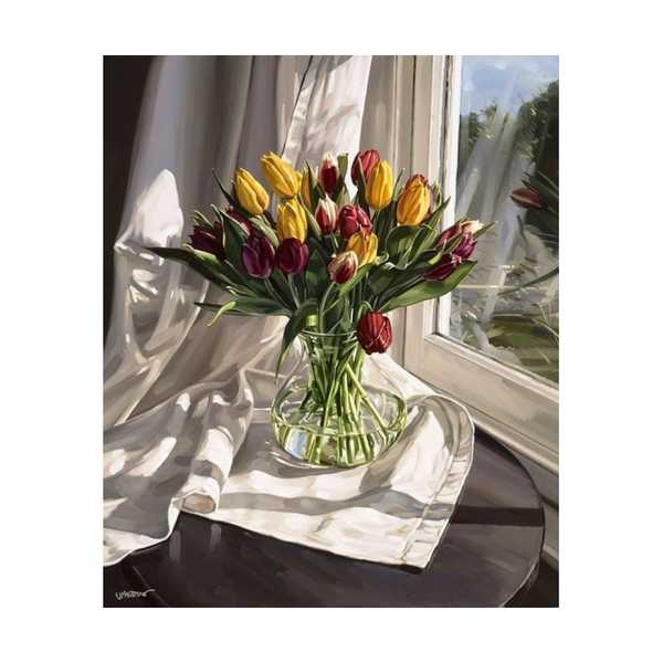 Картина по номерам  Тюльпаны у окна, 40х50 см