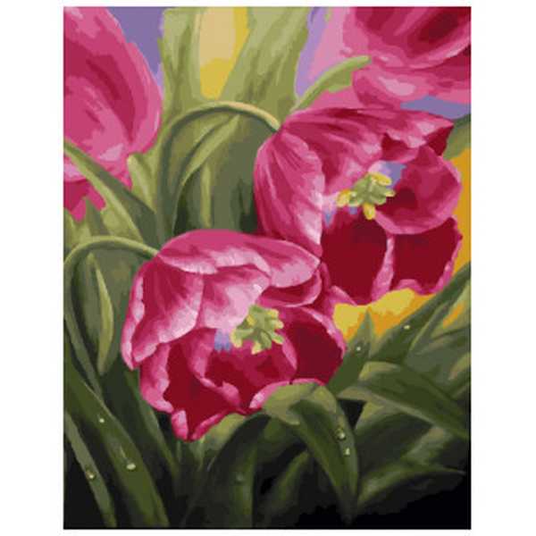 Картина по номерам  Яркие тюльпаны, 40х50 см