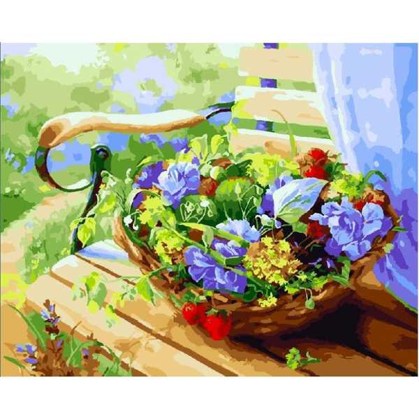 Картина по номерам  Корзинка с цветами, 40х50 см