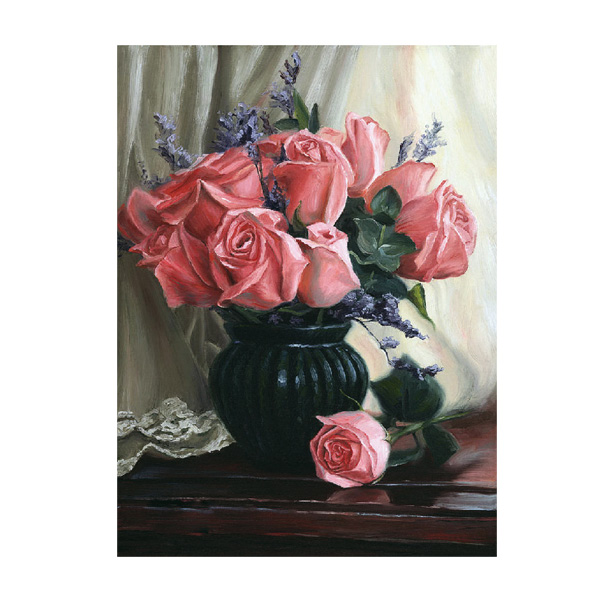 Картина по номерам  Букет нежных роз в вазе 40х50 см (Вид 1)