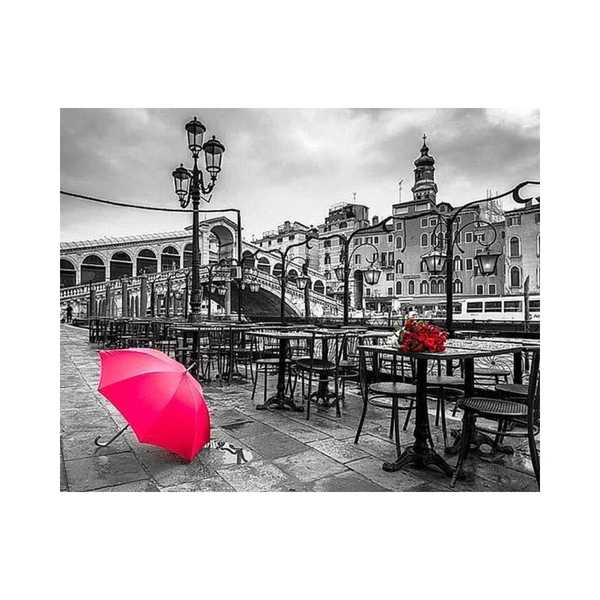 Картина по номерам  Красный зонт и розы в Венеции,  40х50 см (Вид 1)