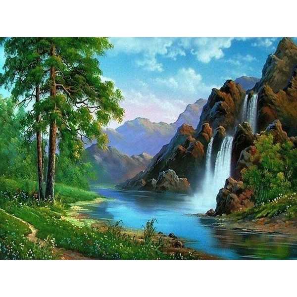 Картина по номерам  Горный водопад, 40х50 см