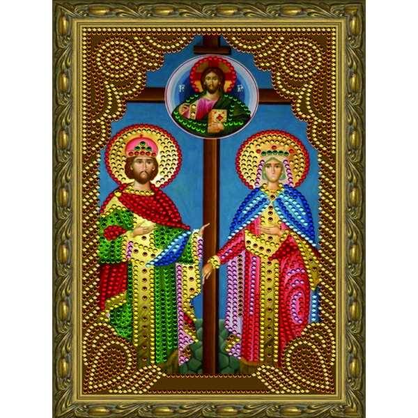 Алмазная мозаика на подрамнике Святые Елена и Константин,  20х30 см