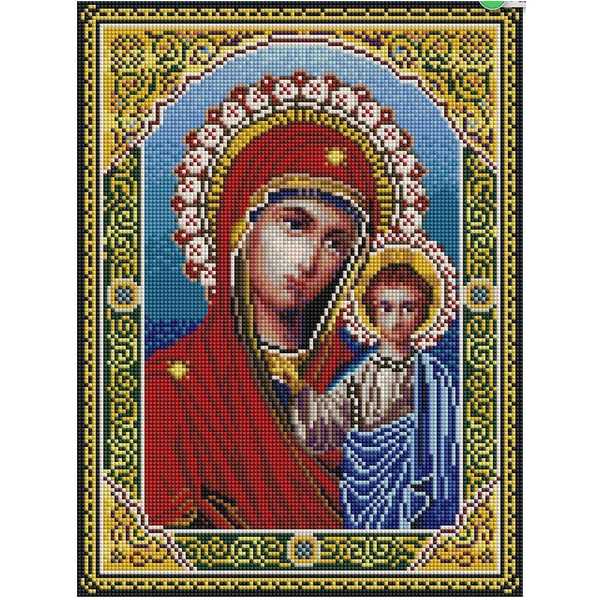 Алмазная мозаика на подрамнике Казанская икона Божией Матери   30х40 см   