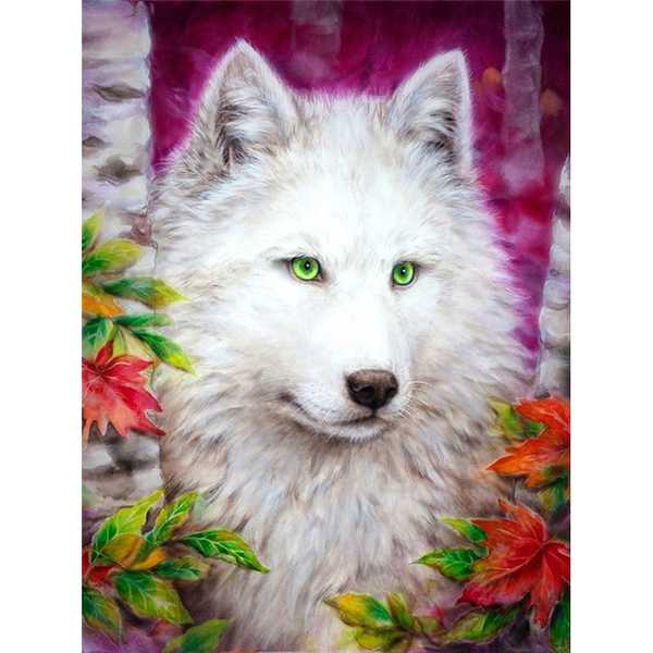 Алмазная мозаика на подрамнике Белый волк,   40х50 см (Вид 1)